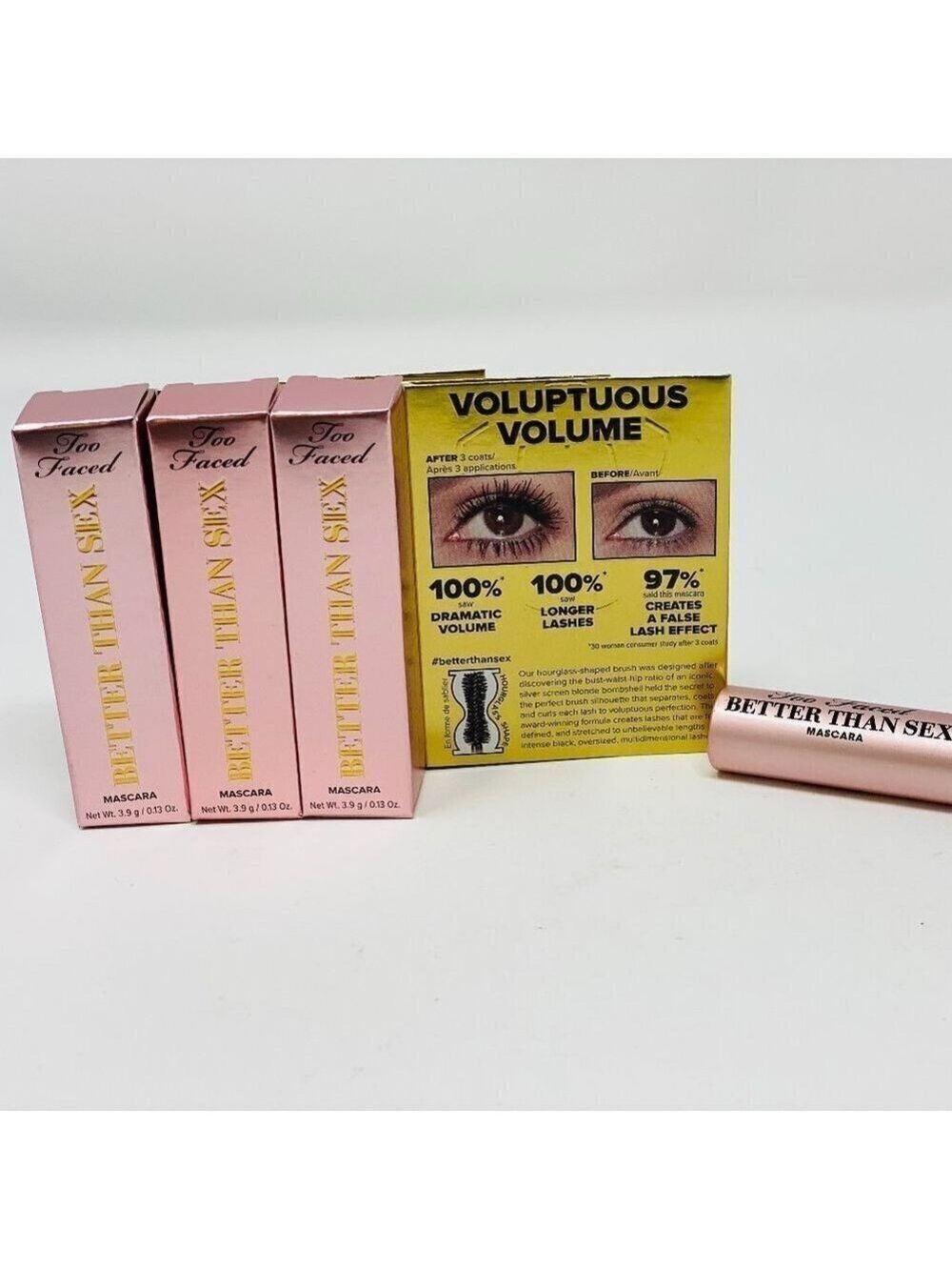3pk- Too Faced- Better Than Sex Mascara-.13 oz ea no box.